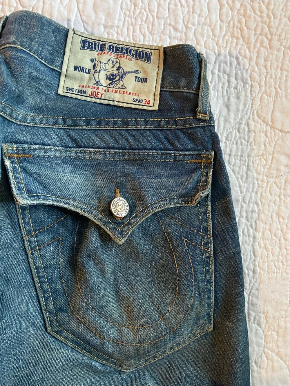 True Religion Men's Joey Relaxed Jeans in Blue Denim